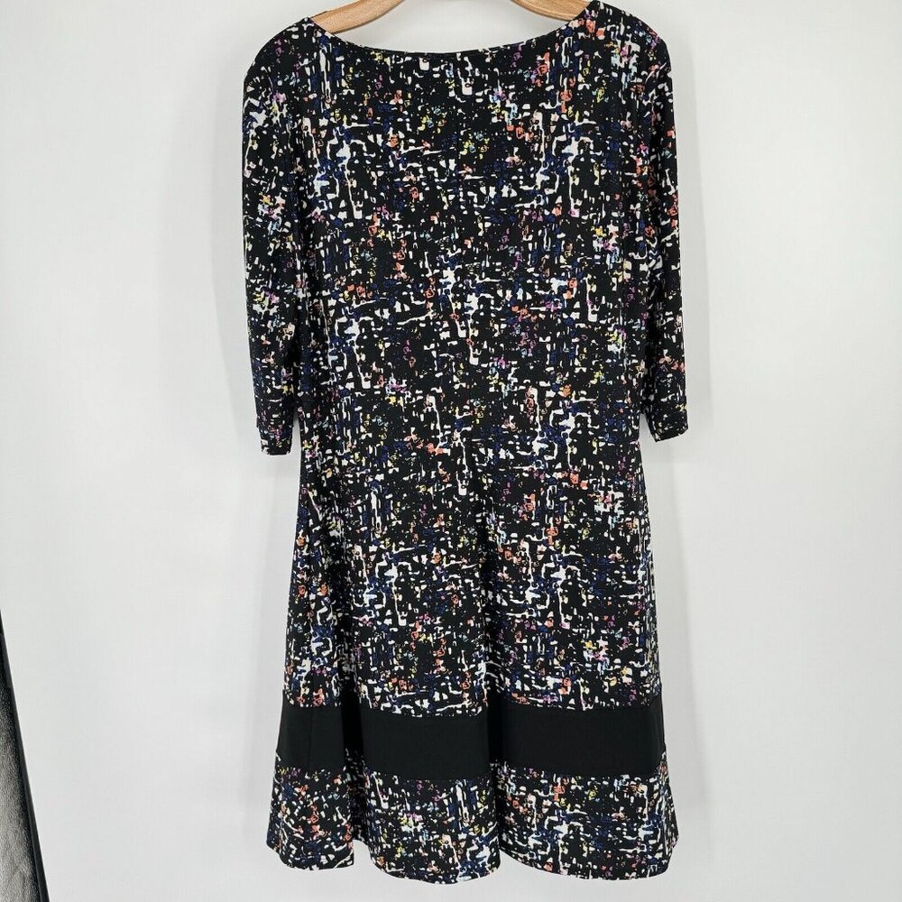 American Living Dress Womens Black Pattern 3/4 Sleeve Pullover Knit Size 16 - Picture 3 of 10